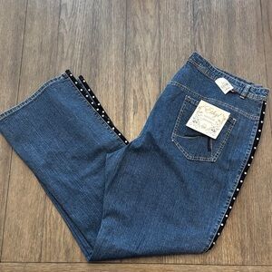 NWT Ethel Vintage Denim Women's Blue Boot Cut Jeans with Rhinestones Size 22W
